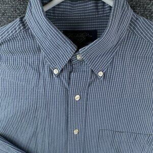 Brooks Brothers Button Up Shirt Long Sleeve Men Medium Check Blue White Adult